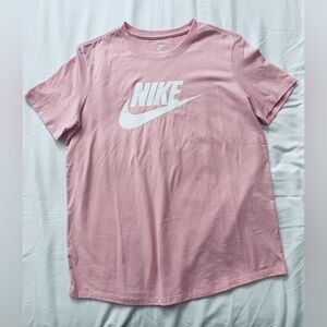Women’s Nike Soft Pink Tee with White Logo - Size S